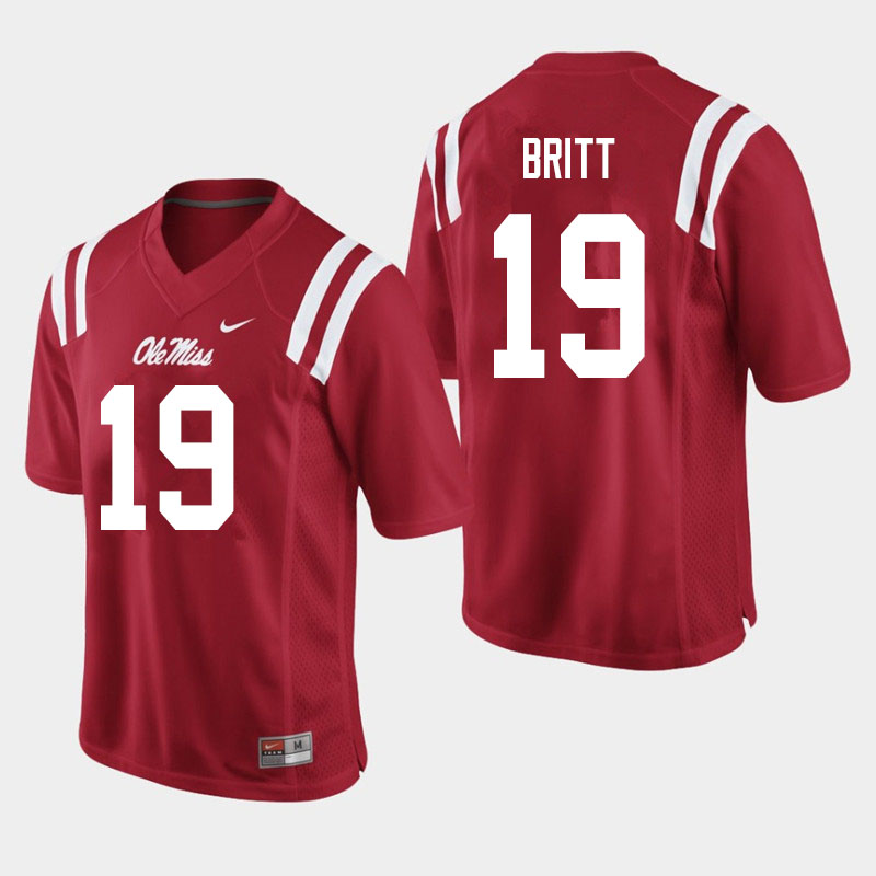 Marc Britt Ole Miss Rebels NCAA Men's Red #19 Stitched Limited College Football Jersey DYX4658PD